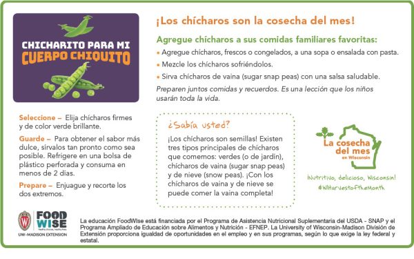 Inserción para el boletín sobre los chícharos