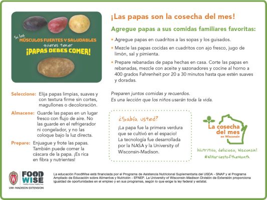 Inserción para el boletín sobre las papas