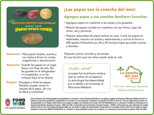 Inserción para el boletín sobre las papas