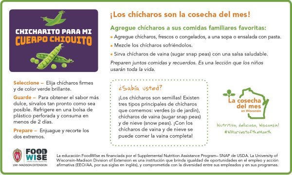 Inserción para el boletín sobre los chícharos