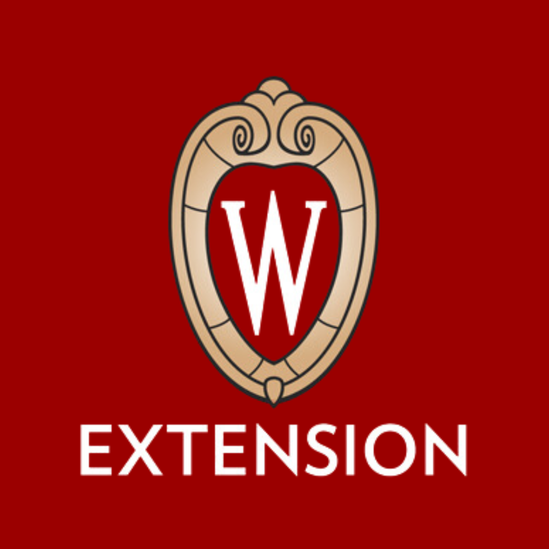 uw extension logo with a red background